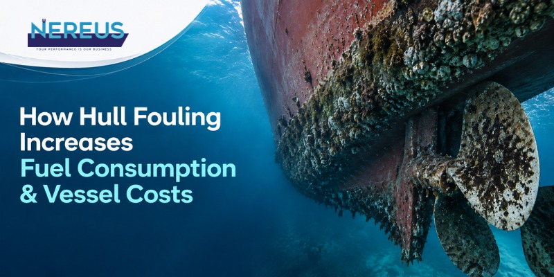 Commercial vessel underwater hull affected by marine fouling